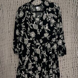 Old Navy Tiered Maxi Dres Black & White Medium